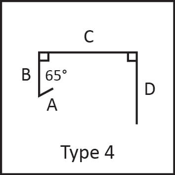 Roof flashing type 4 angular measures diagram