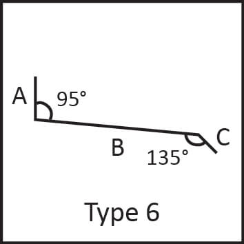 Roof flashing type 6 angular measures diagram