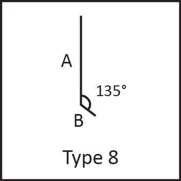 Roof flashing type 8 angular measures diagram