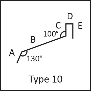 Roof flashing type 10 angular measures diagram