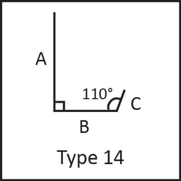 Roof flashing type 14 angular measures diagram