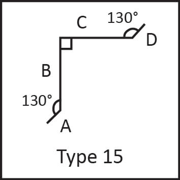 Roof flashing type 15 angular measures diagram