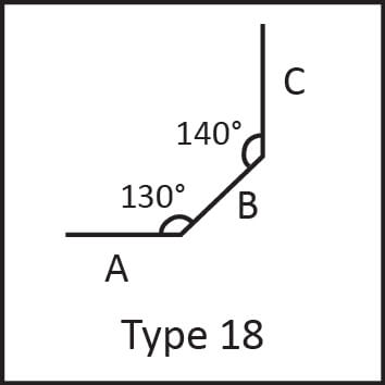 Roof flashing type 18 angular measures diagram