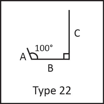 Roof flashing type 22 angular measures diagram