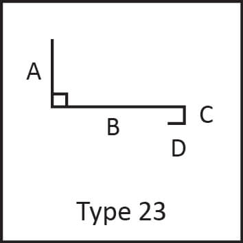 Roof flashing type 23 angular measures diagram