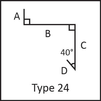 Roof flashing type 24 angular measures diagram