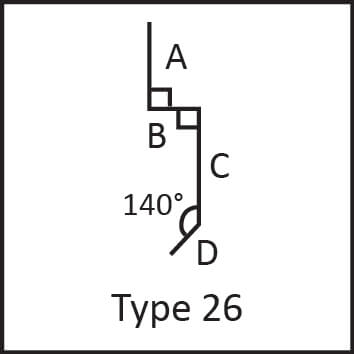 Roof flashing type 26 angular measures diagram