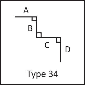 Roof flashing type 34 angular measures diagram