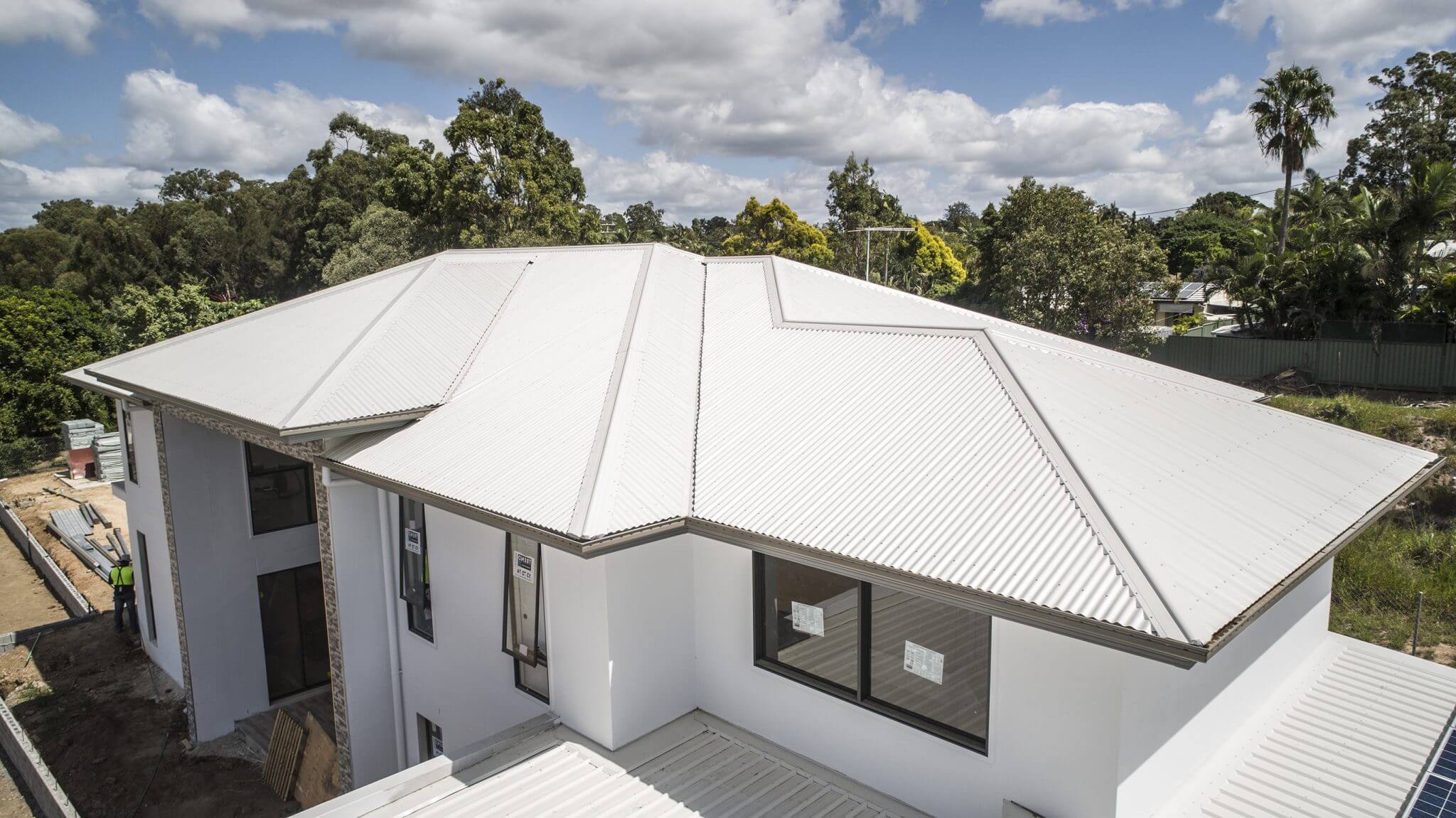 Duplex house under construction with Colorbond® metal roofing