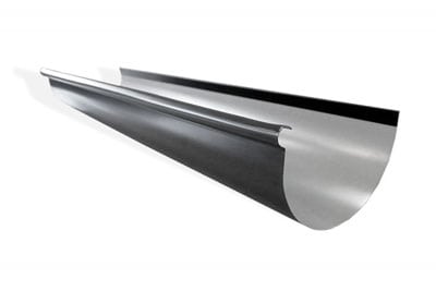 Side view of steel coated half round gutter