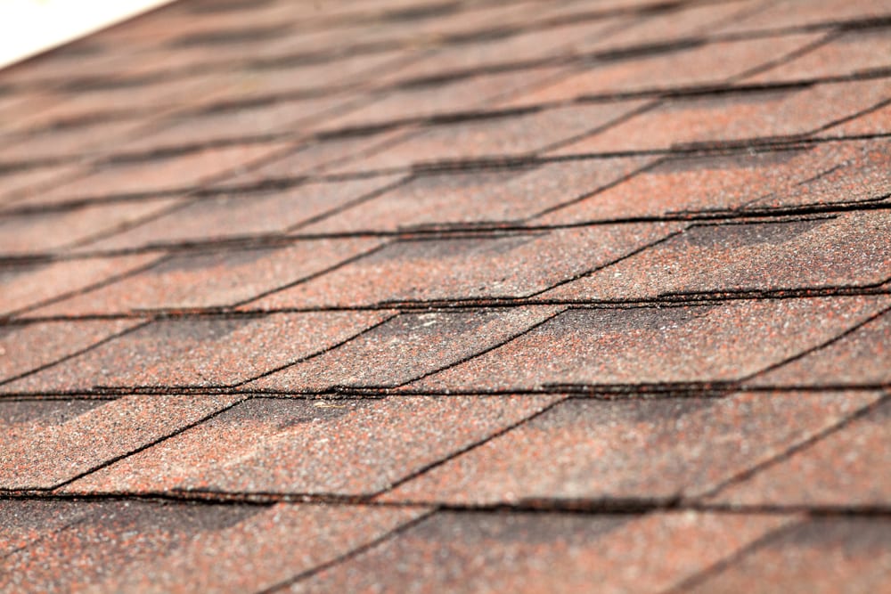 Close up of new roof with asphalt shingles
