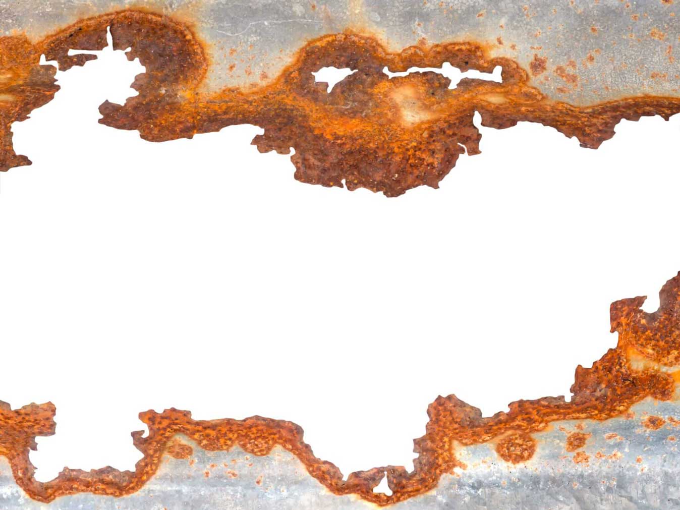 rust on the metal sheet being shown in the image